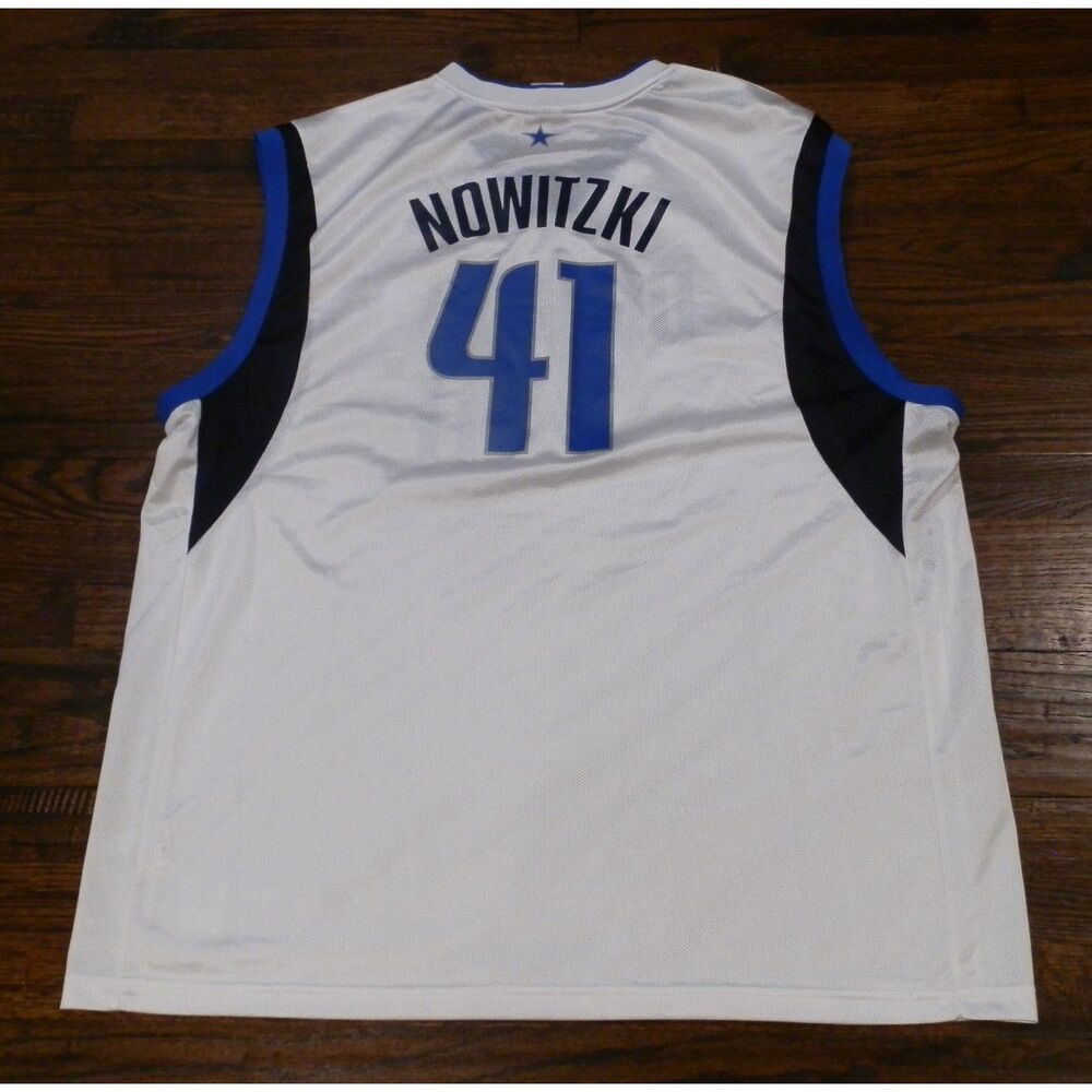 Reebok Dallas Mavericks Dirk Nowitzki 41 Men's White Basketball Jersey Size 2XL